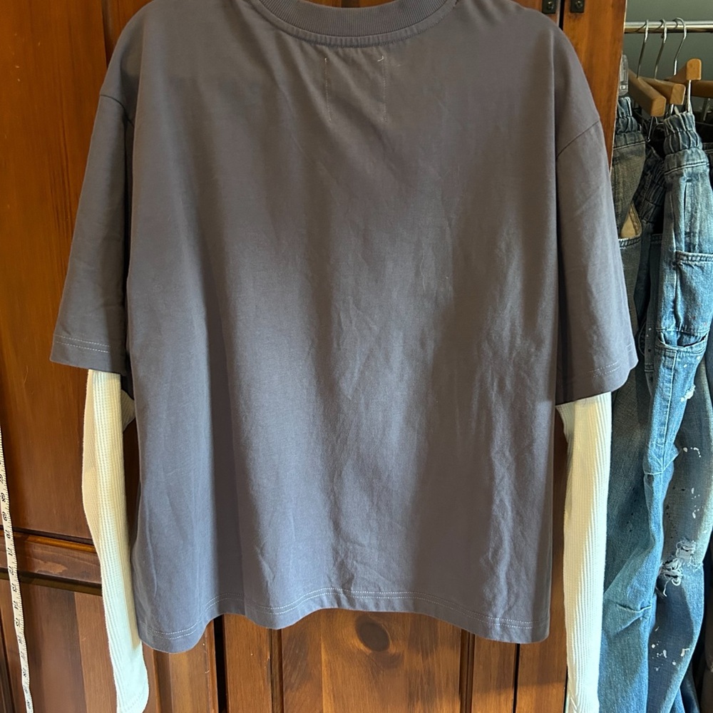 NWT CAT x RECLAIMED LA EXCLUSIVE‎ UO Layered Long Sleeve Tee in Graystone M - Picture 7 of 13